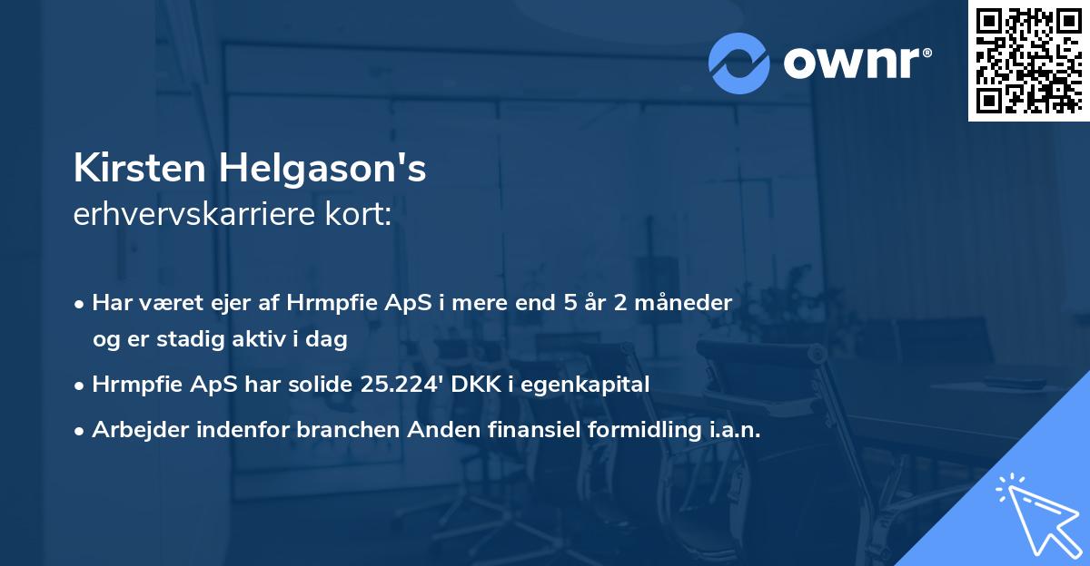 Kirsten Helgason's erhvervskarriere kort