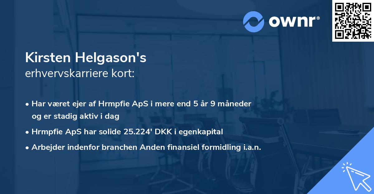 Kirsten Helgason's erhvervskarriere kort
