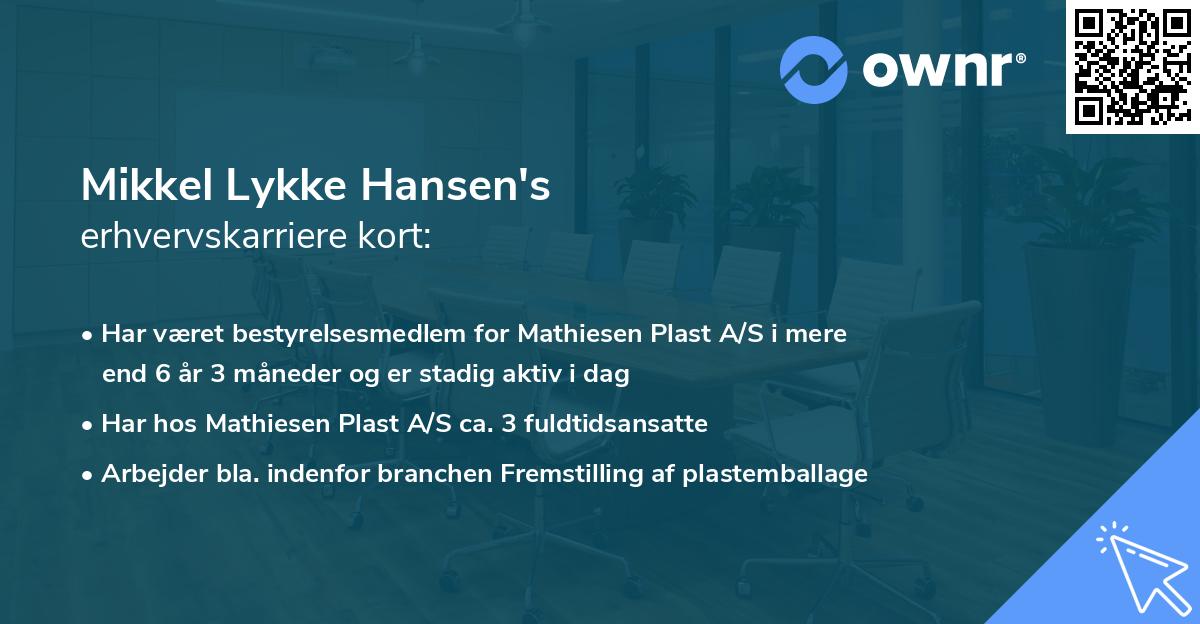 Mikkel Lykke Hansen's erhvervskarriere kort