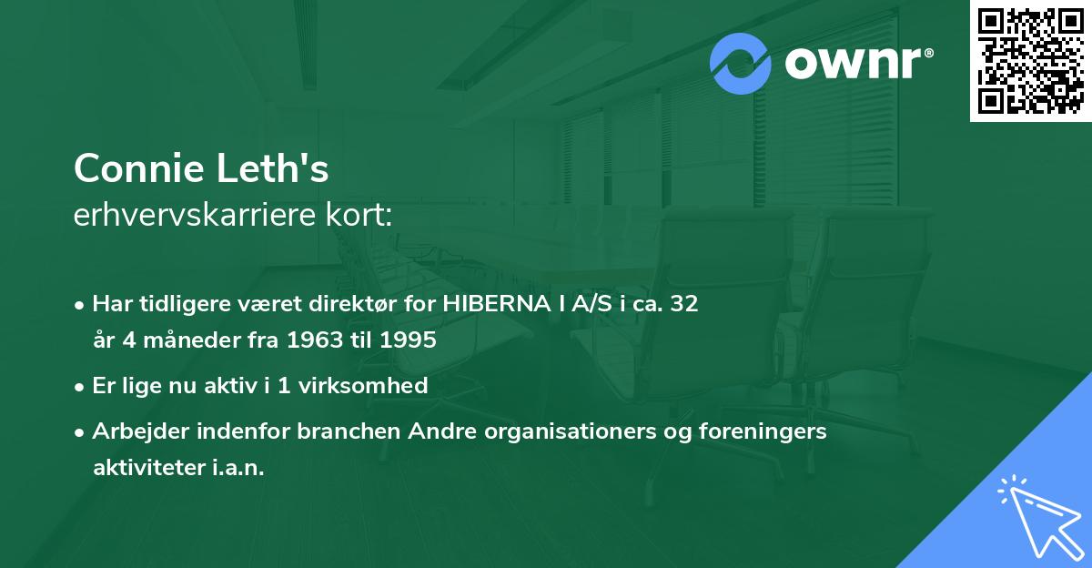 Connie Leth's erhvervskarriere kort