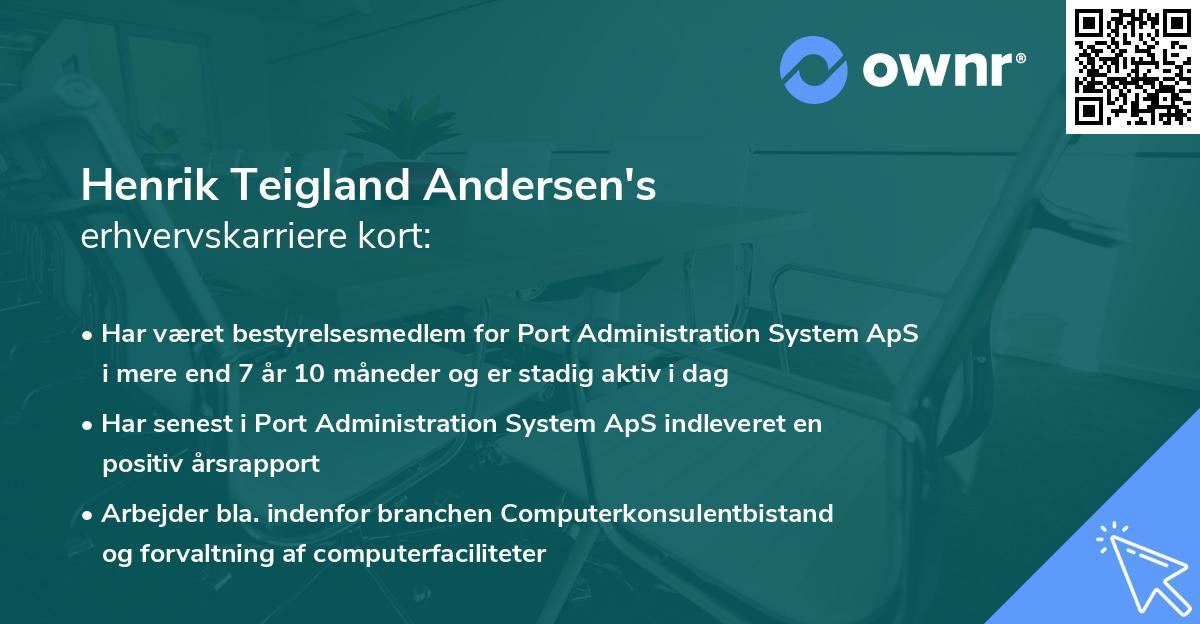 Henrik Teigland Andersen's erhvervskarriere kort