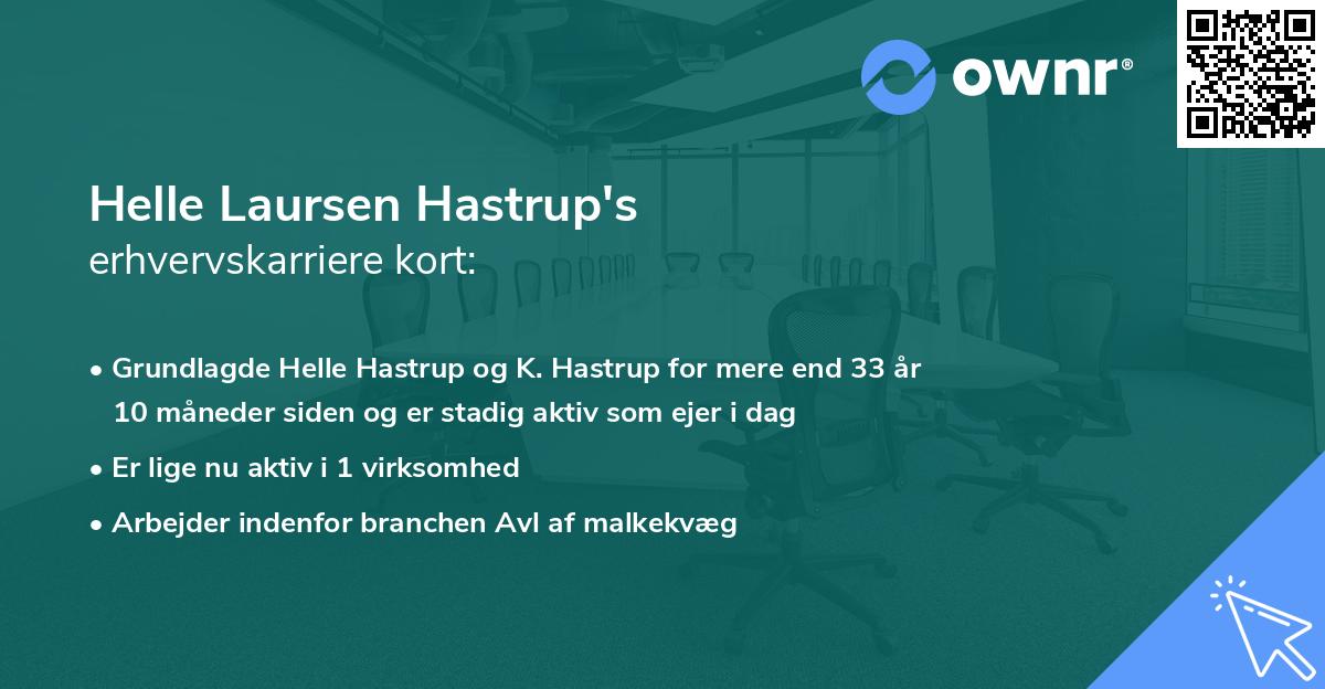 Helle Laursen Hastrup's erhvervskarriere kort