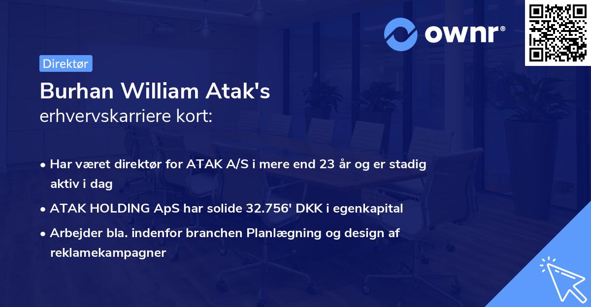 Burhan William Atak's erhvervskarriere kort
