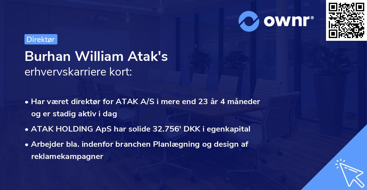 Burhan William Atak's erhvervskarriere kort