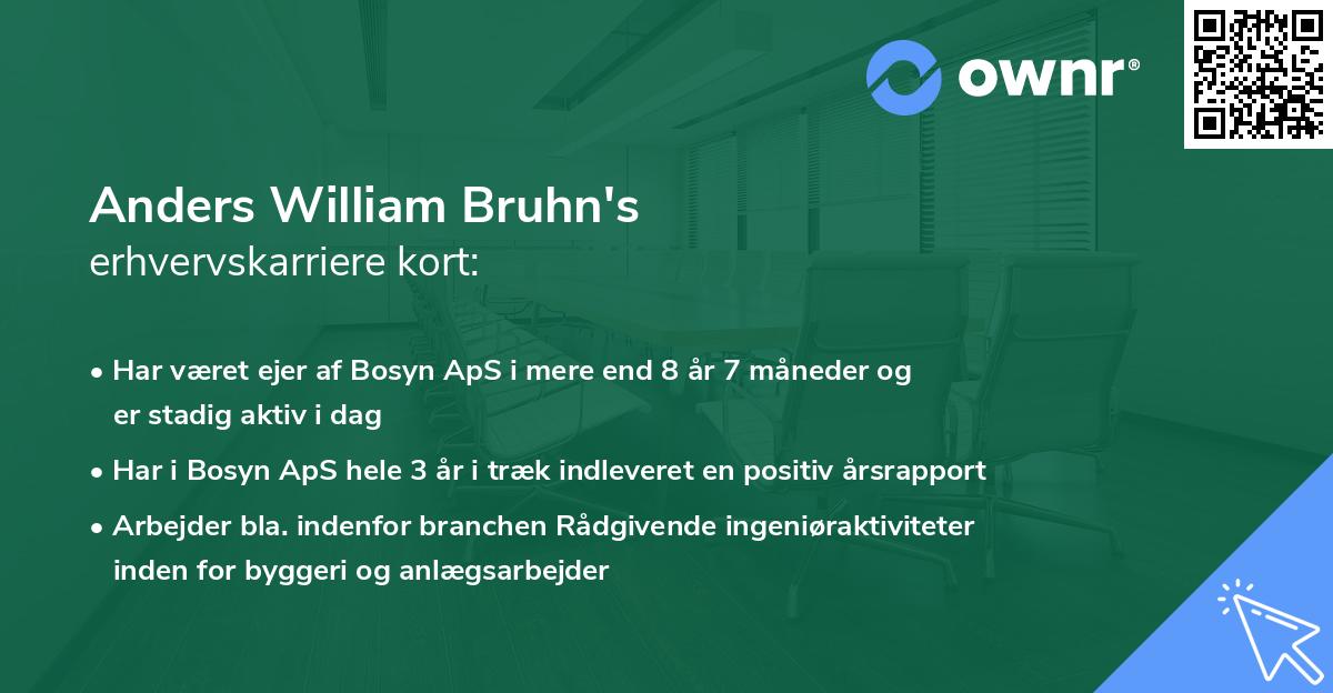 Anders William Bruhn's erhvervskarriere kort