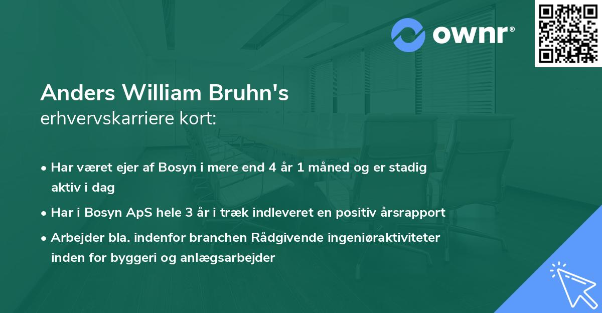 Anders William Bruhn's erhvervskarriere kort