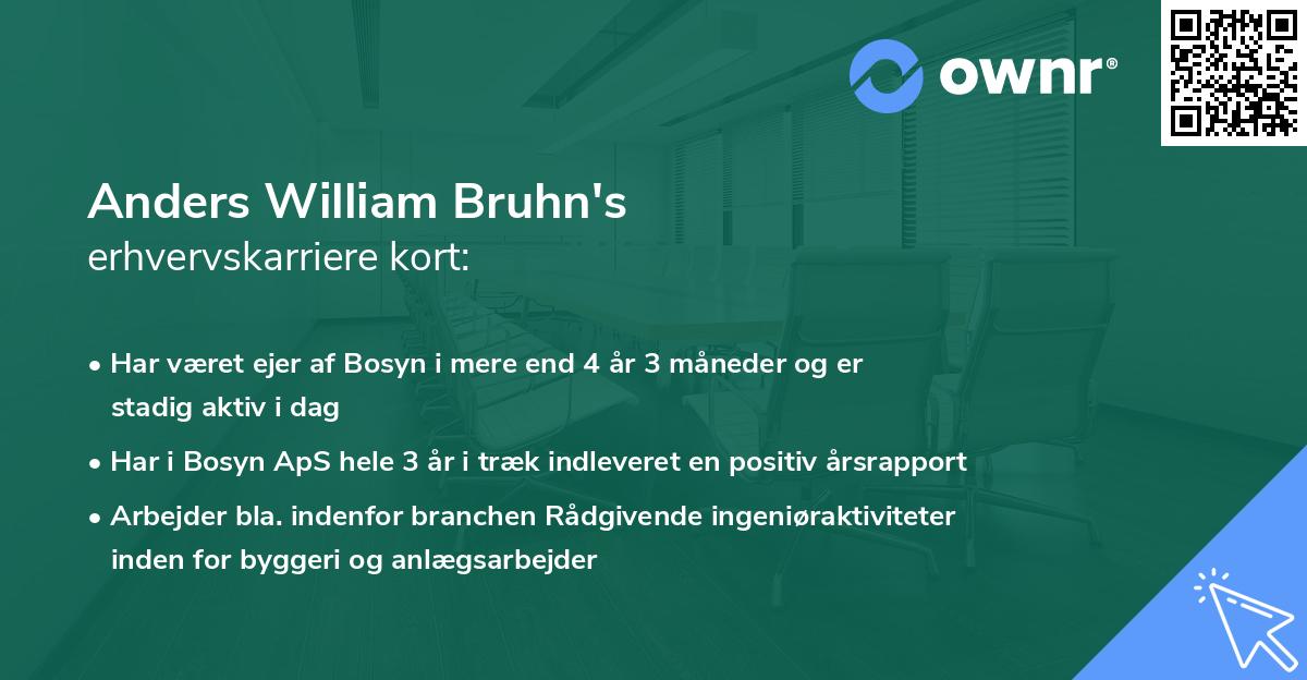 Anders William Bruhn's erhvervskarriere kort