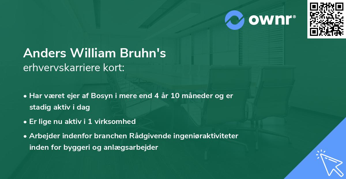 Anders William Bruhn's erhvervskarriere kort