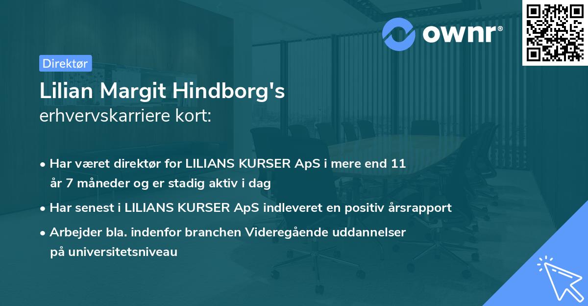 Lilian Margit Hindborg's erhvervskarriere kort