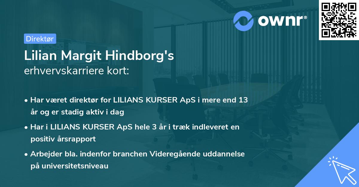 Lilian Margit Hindborg's erhvervskarriere kort