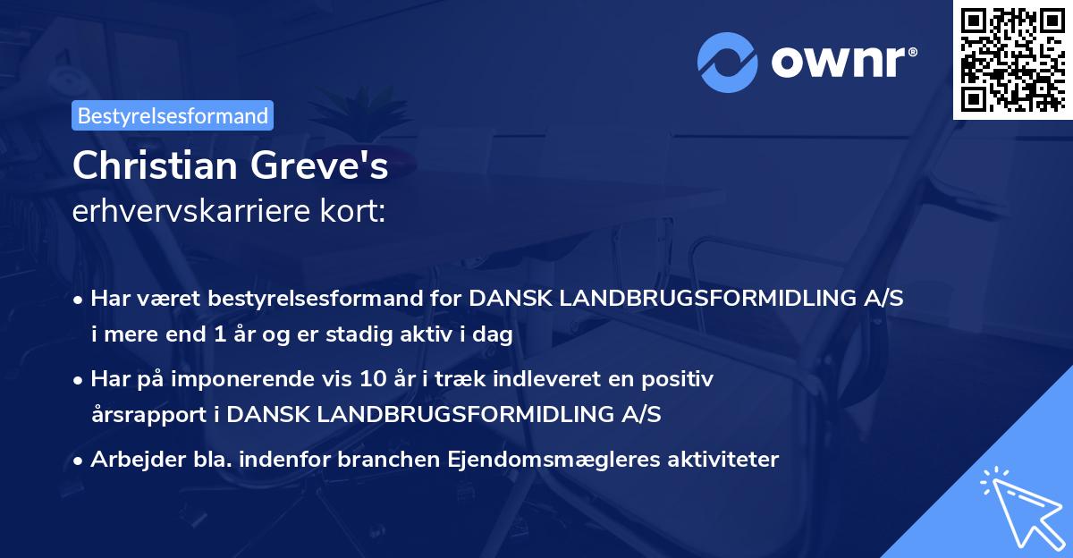 Christian Greve's erhvervskarriere kort