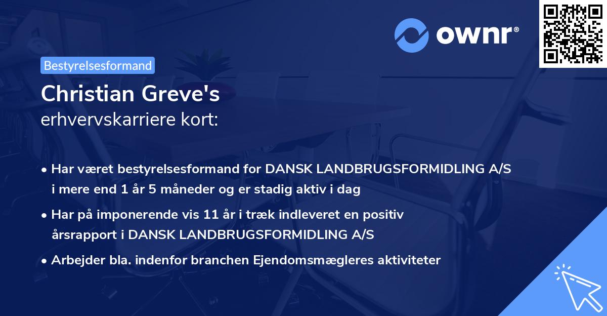 Christian Greve's erhvervskarriere kort