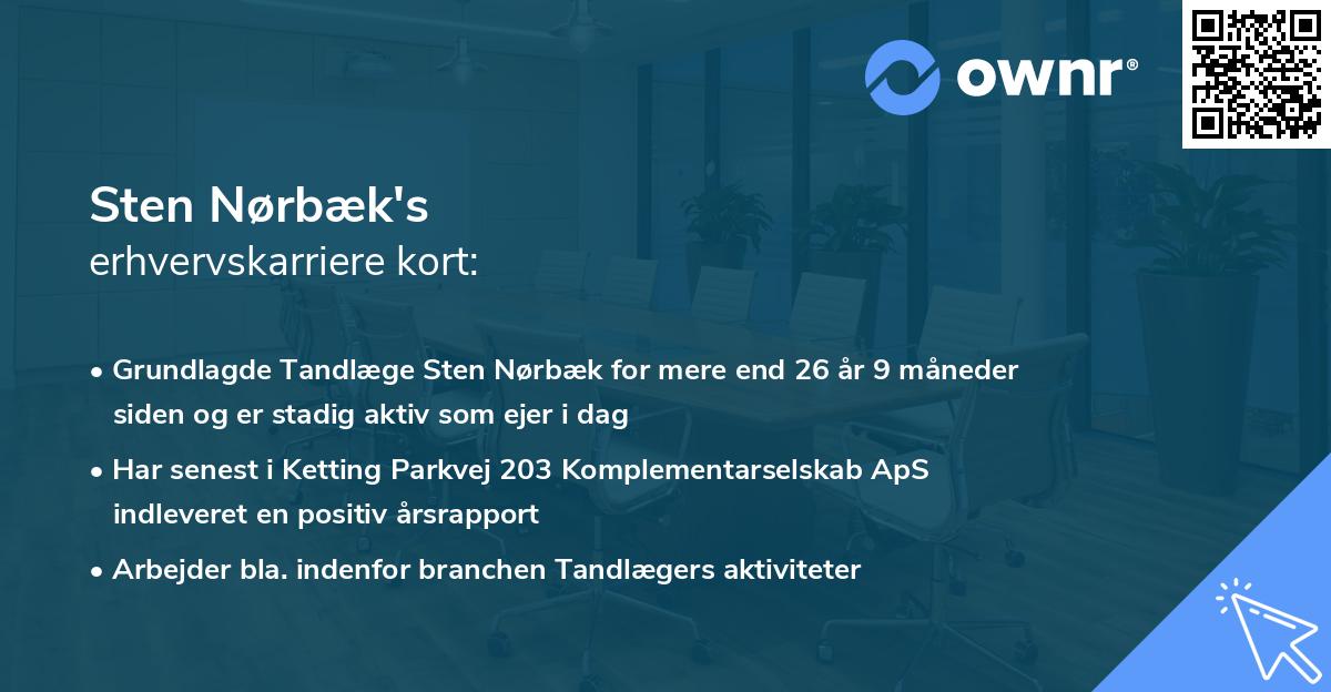 Sten Nørbæk's erhvervskarriere kort