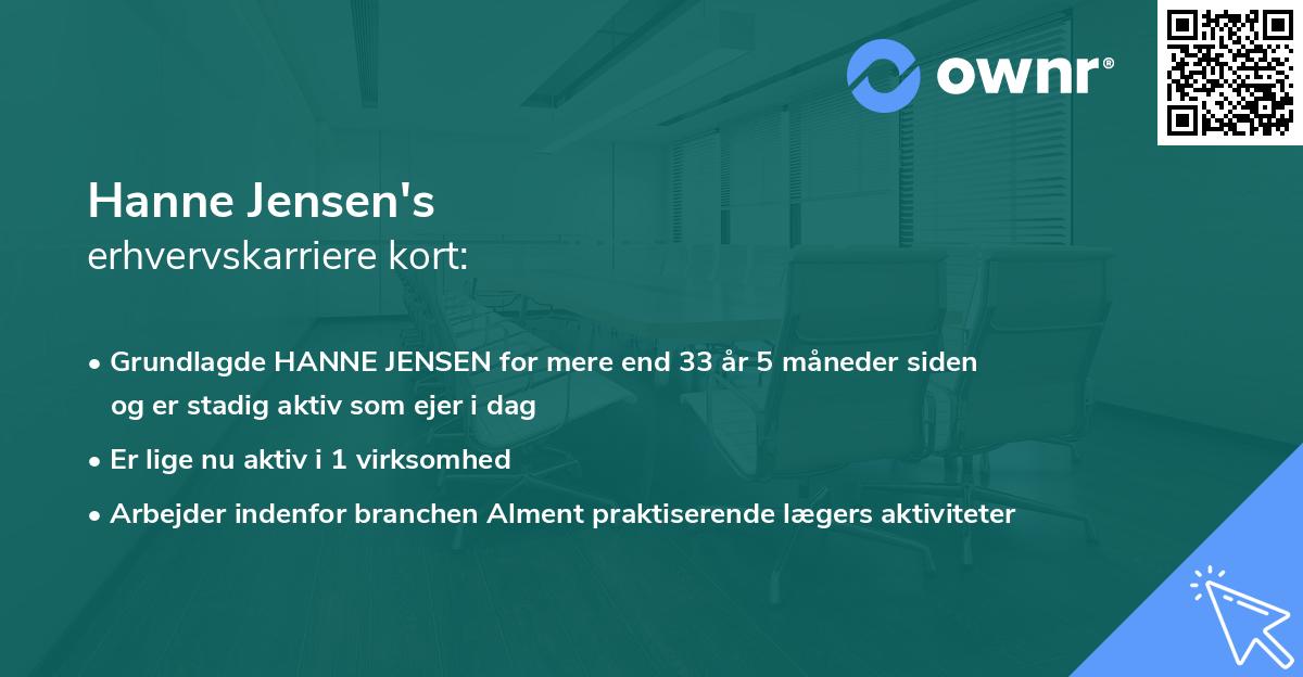 Hanne Jensen's erhvervskarriere kort