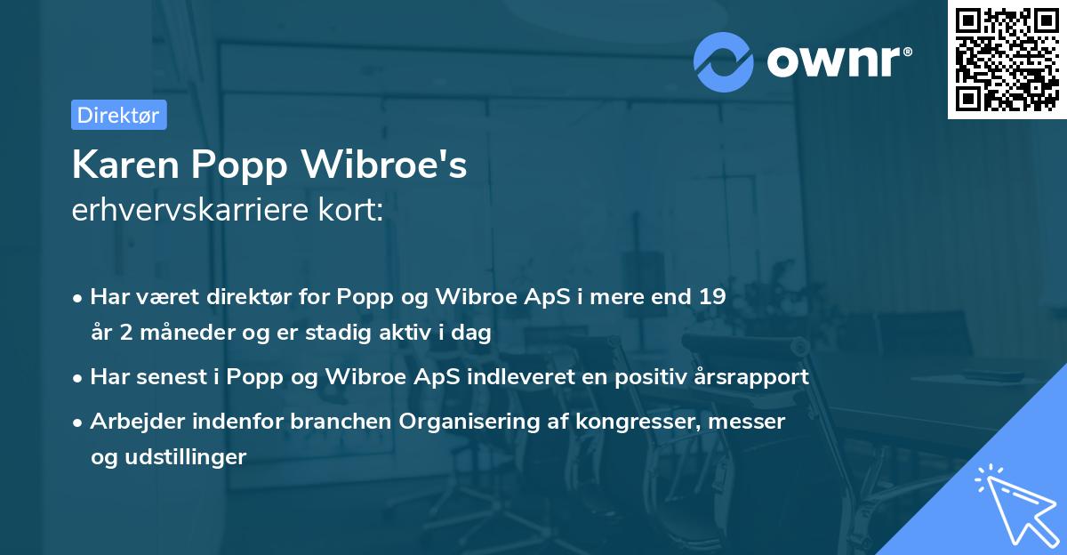 Karen Popp Wibroe's erhvervskarriere kort