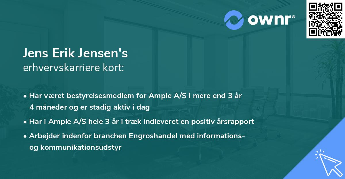 Jens Erik Jensen's erhvervskarriere kort