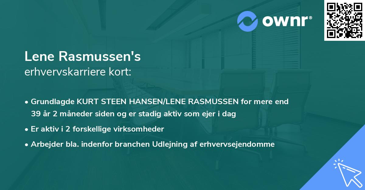 Lene Rasmussen's erhvervskarriere kort