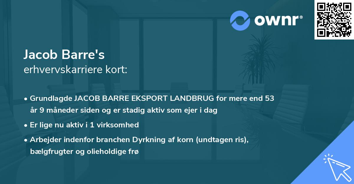 Jacob Barre's erhvervskarriere kort