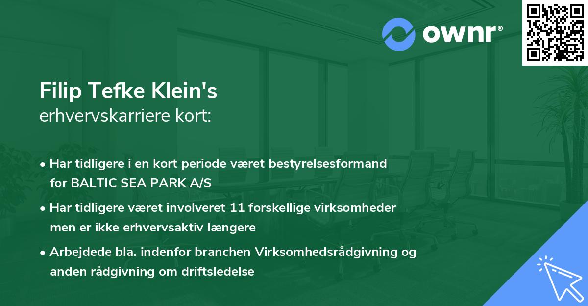 Filip Tefke Klein's erhvervskarriere kort