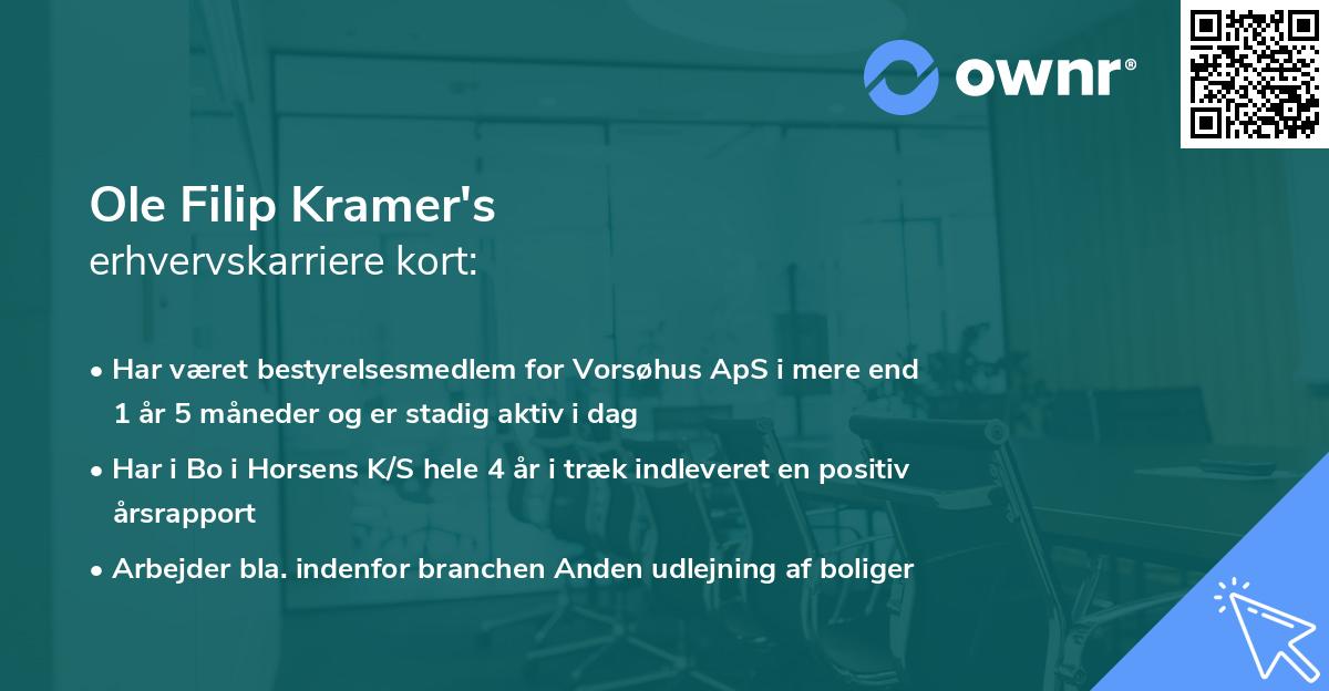 Ole Filip Kramer's erhvervskarriere kort