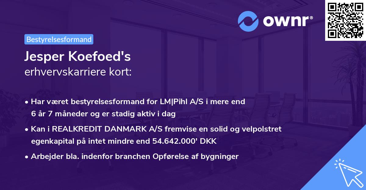 Jesper Koefoed's erhvervskarriere kort