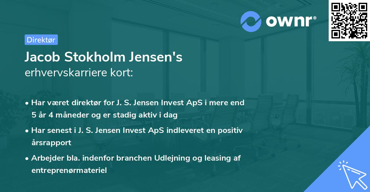Jacob Stokholm Jensen's erhvervskarriere kort