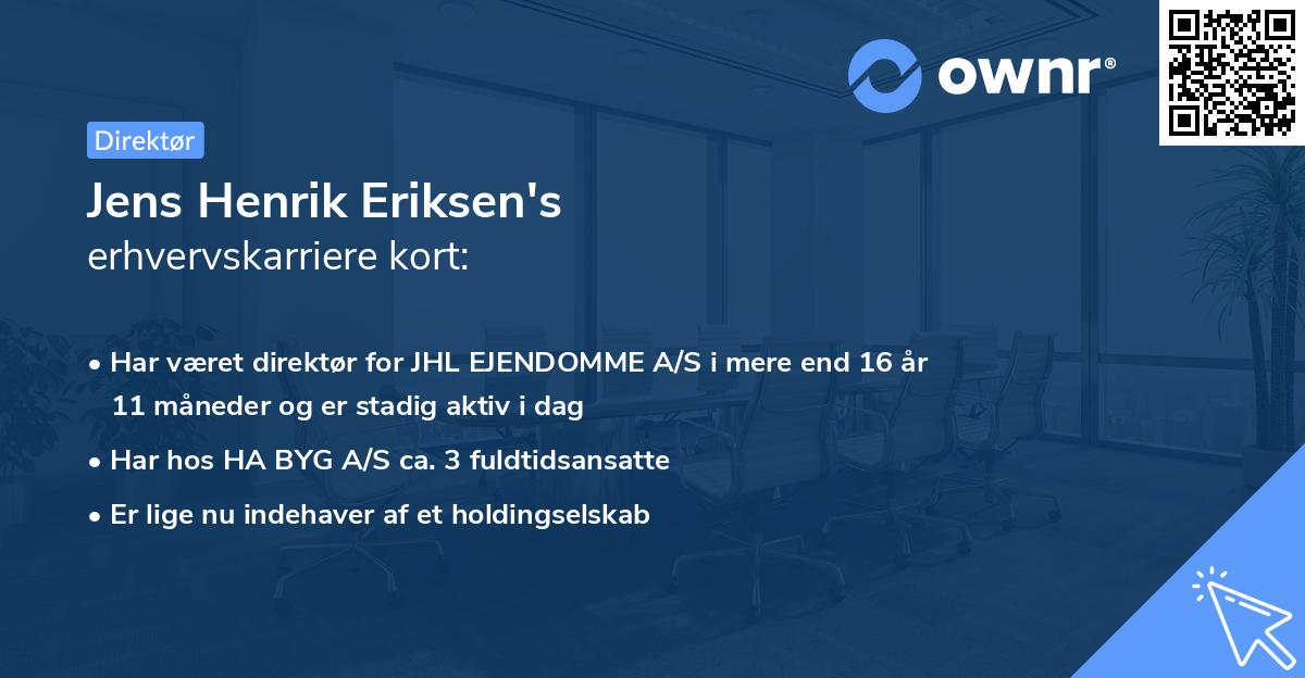 Jens Henrik Eriksen's erhvervskarriere kort