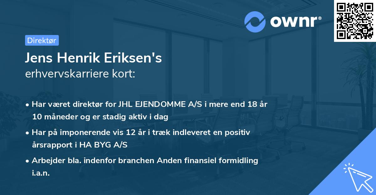 Jens Henrik Eriksen's erhvervskarriere kort
