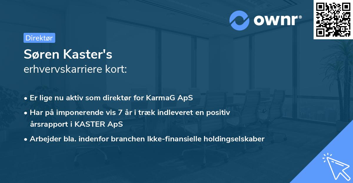 Søren Kaster's erhvervskarriere kort