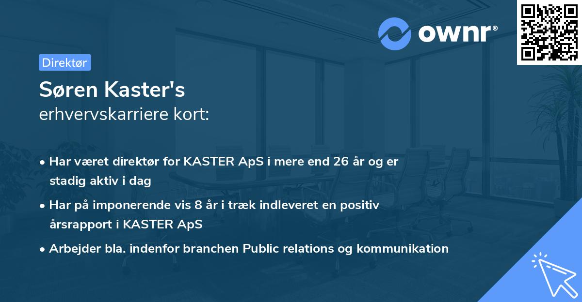 Søren Kaster's erhvervskarriere kort