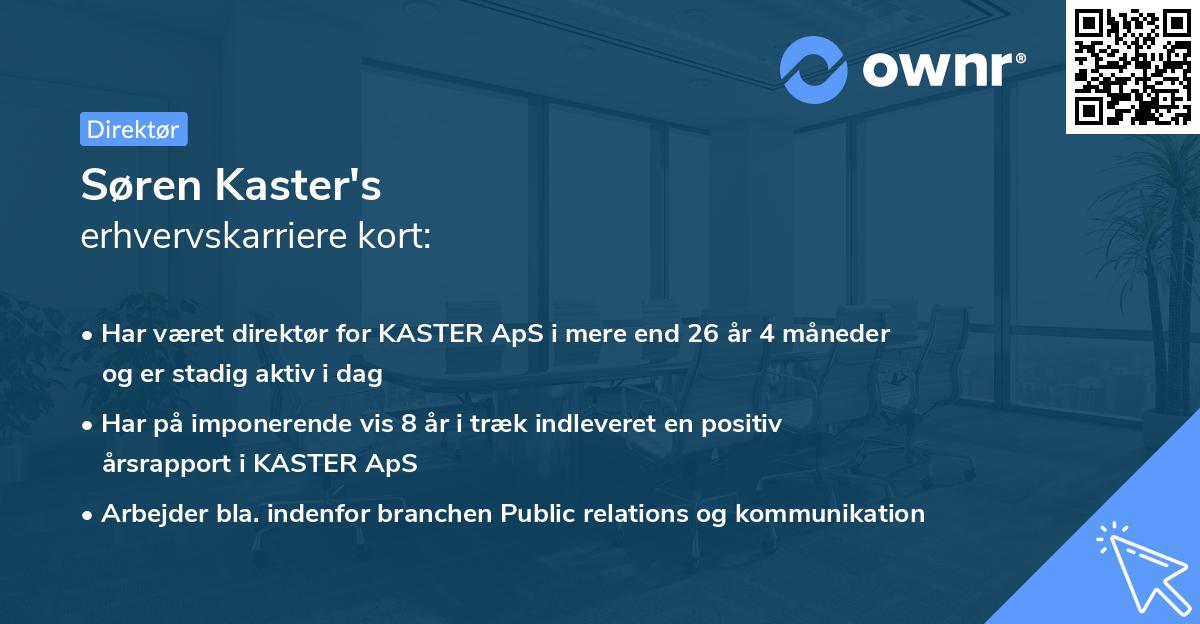 Søren Kaster's erhvervskarriere kort