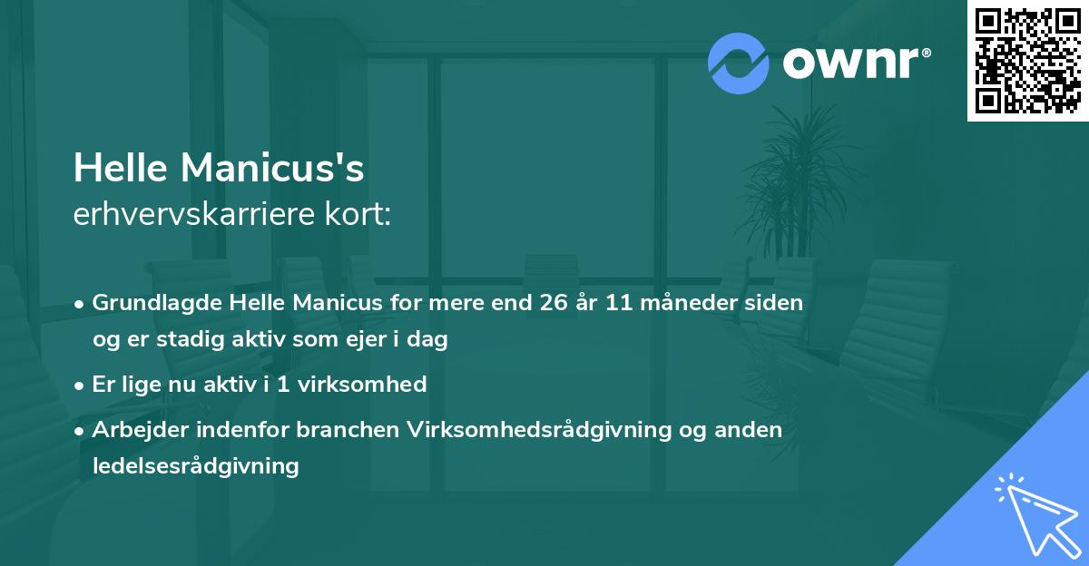 Helle Manicus's erhvervskarriere kort