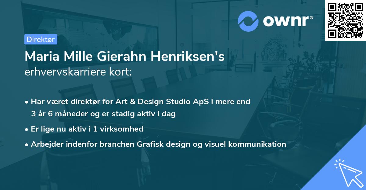 Maria Mille Gierahn Henriksen's erhvervskarriere kort