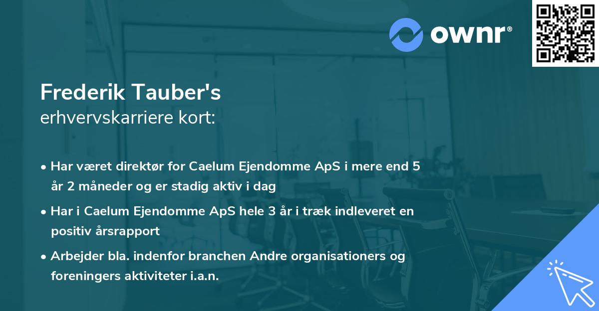 Frederik Tauber's erhvervskarriere kort