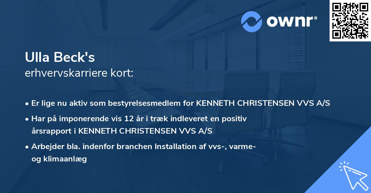 Ulla Beck's erhvervskarriere kort