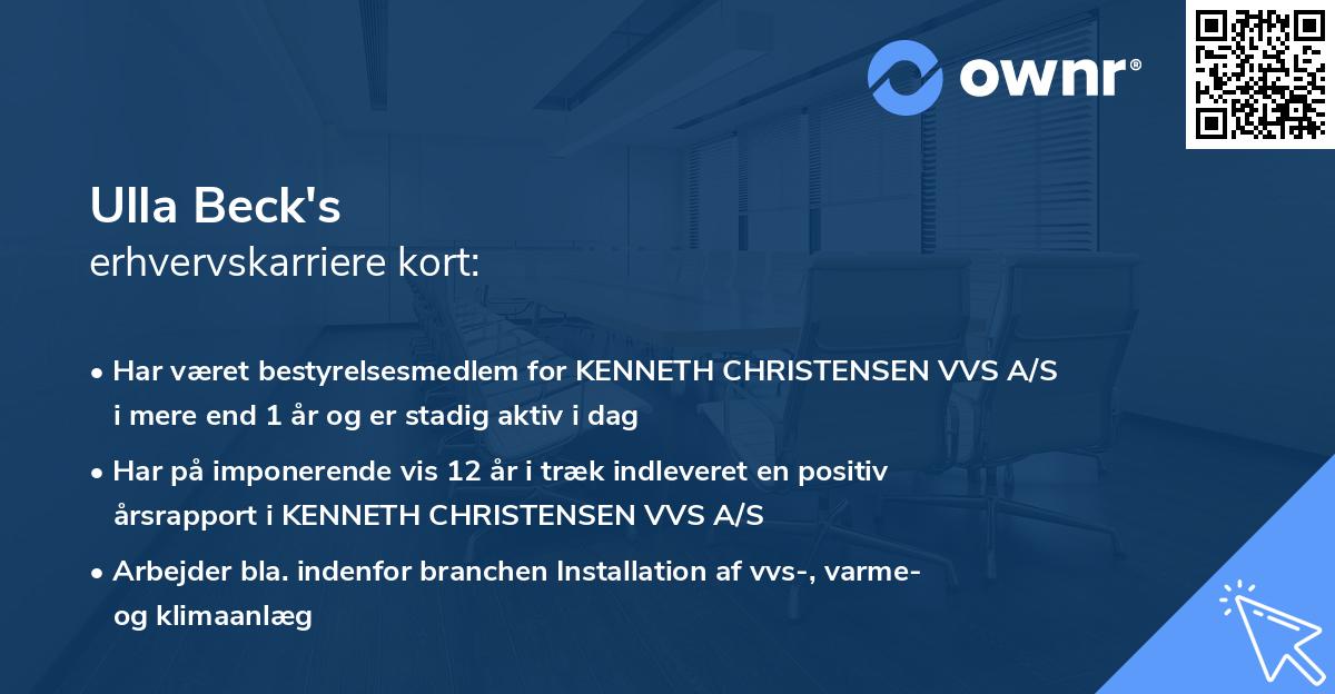 Ulla Beck's erhvervskarriere kort