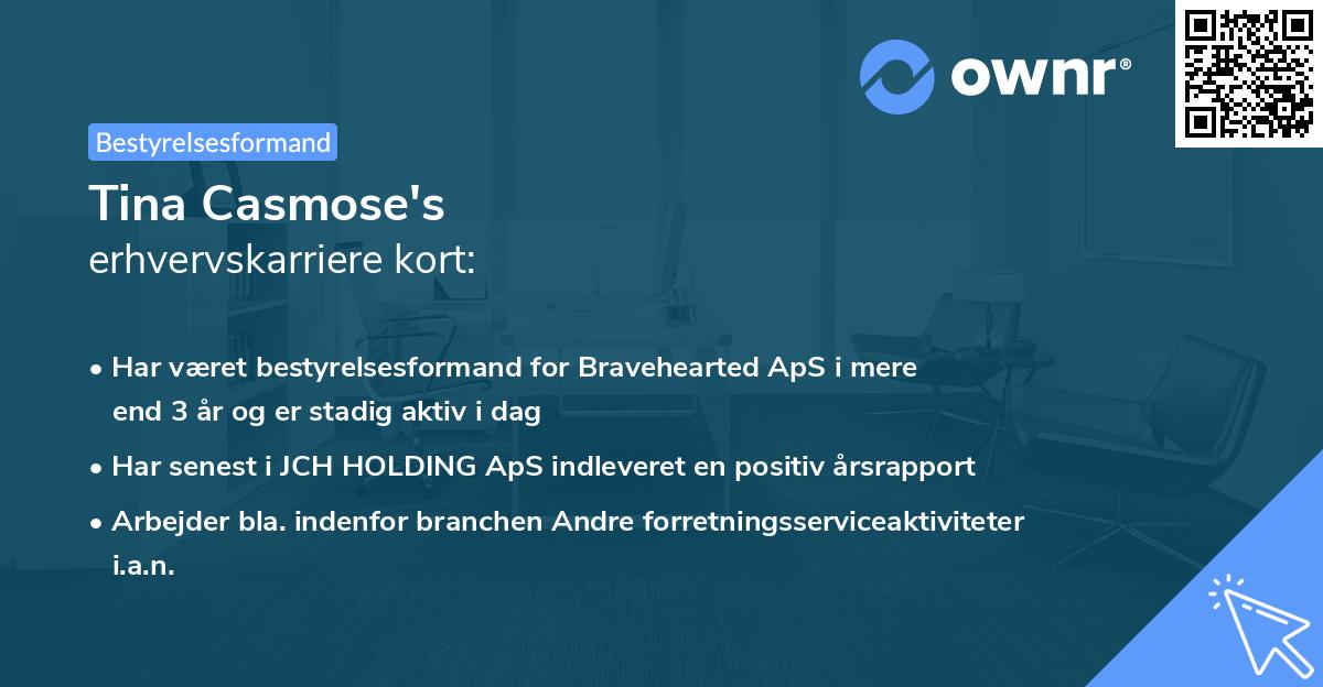Tina Casmose's erhvervskarriere kort