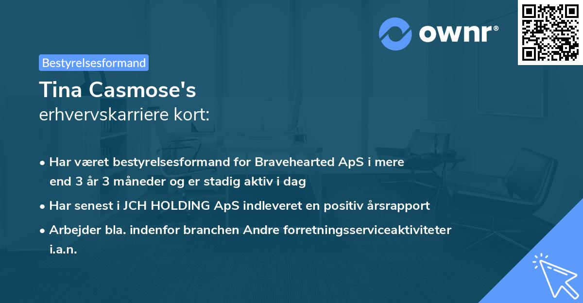 Tina Casmose's erhvervskarriere kort