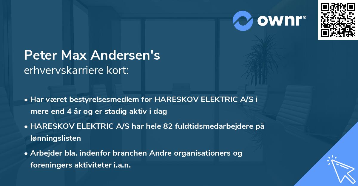 Peter Max Andersen's erhvervskarriere kort