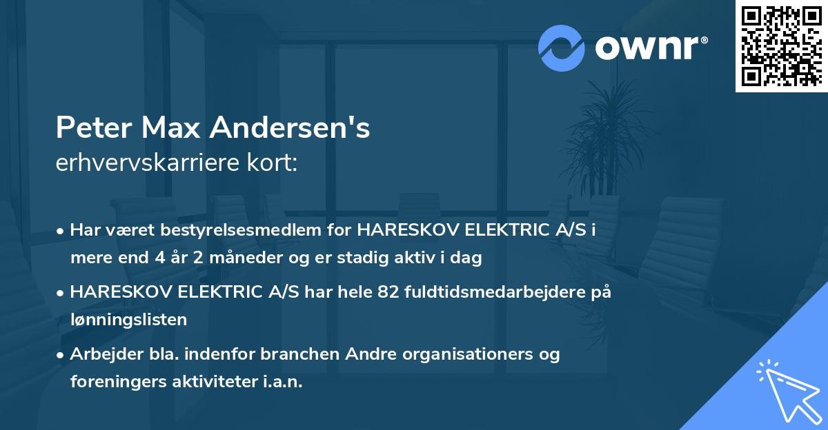 Peter Max Andersen's erhvervskarriere kort
