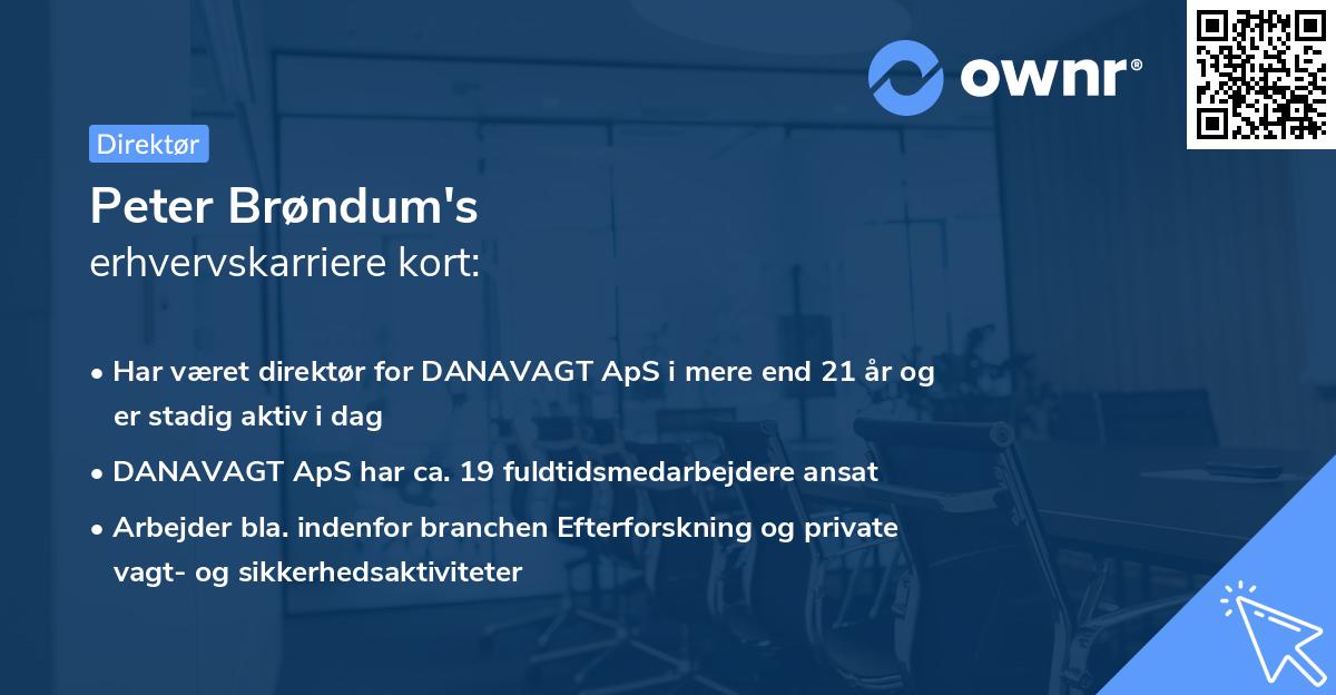 Peter Brøndum's erhvervskarriere kort