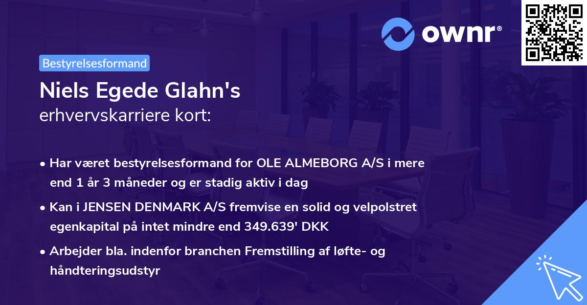 Niels Egede Glahn's erhvervskarriere kort