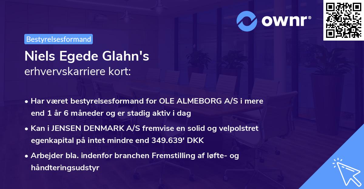 Niels Egede Glahn's erhvervskarriere kort