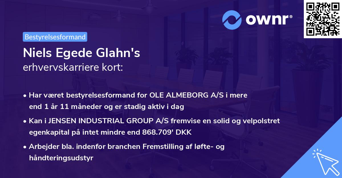 Niels Egede Glahn's erhvervskarriere kort