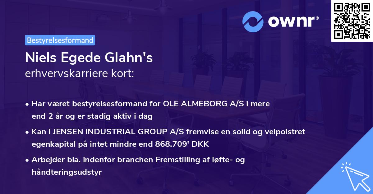 Niels Egede Glahn's erhvervskarriere kort