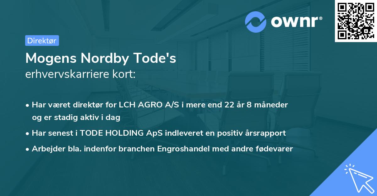 Mogens Nordby Tode's erhvervskarriere kort