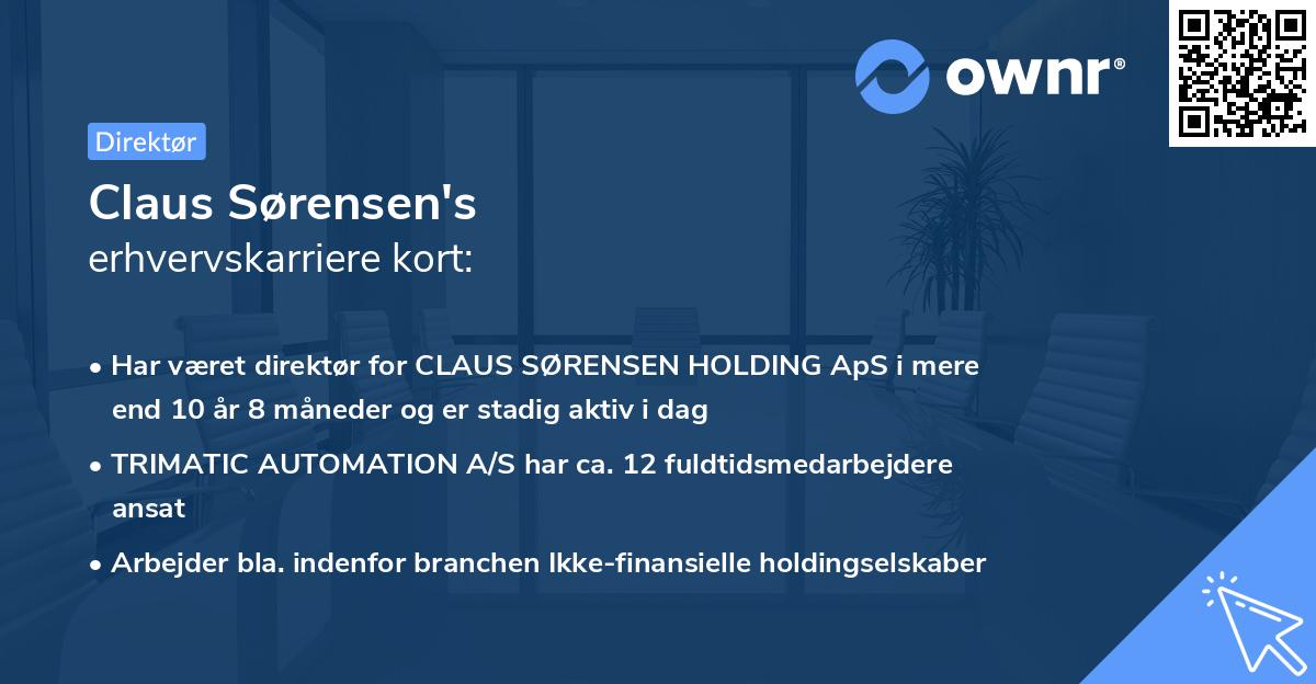 Claus Sørensen's erhvervskarriere kort