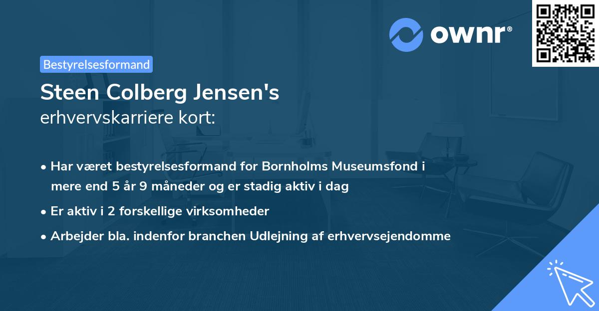 Steen Colberg Jensen's erhvervskarriere kort