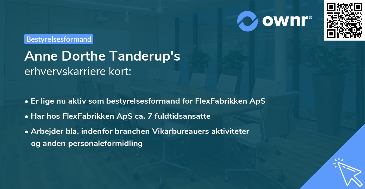 Anne Dorthe Tanderup's erhvervskarriere kort