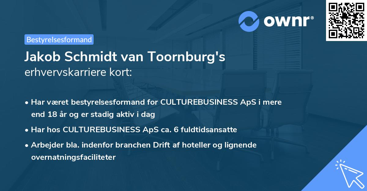 Jakob Schmidt van Toornburg's erhvervskarriere kort